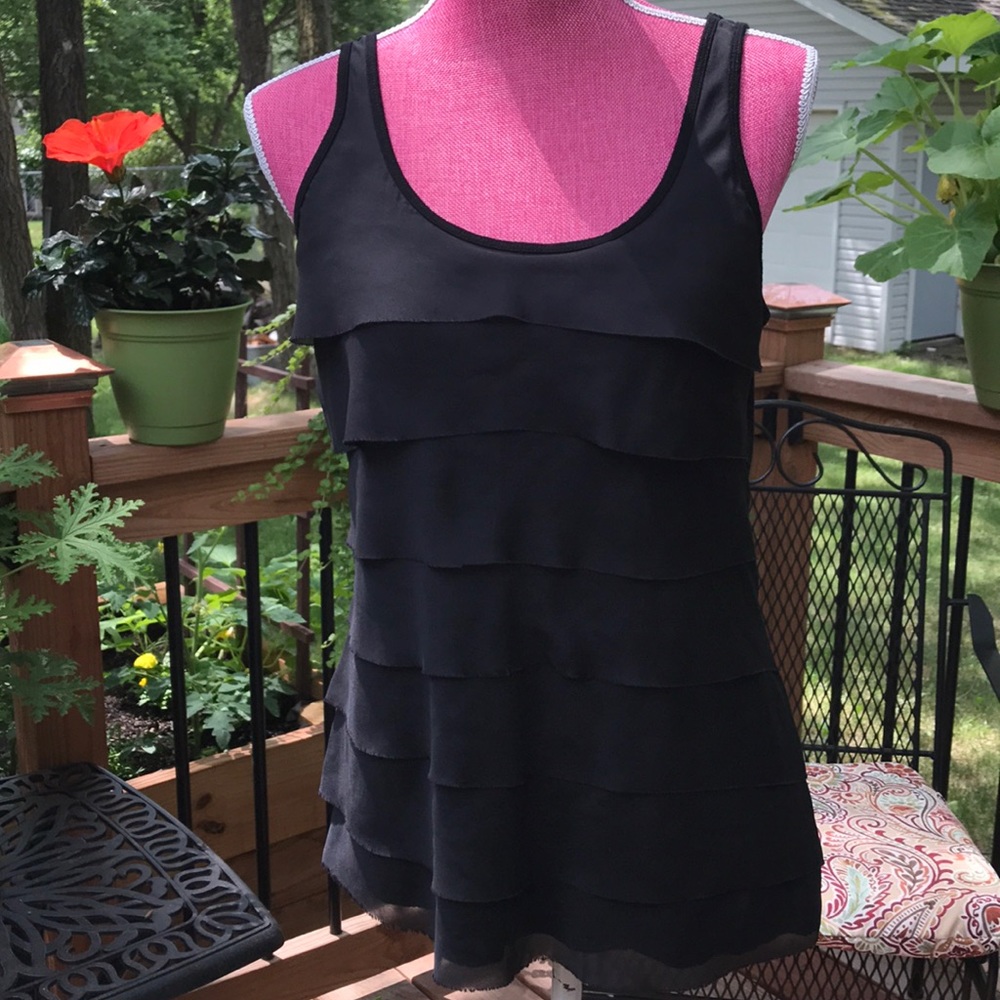 Apt. 9 Black Ruffled Tank Top Size M